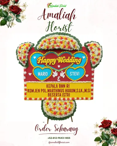 Karangan Papan Bunga Pernikahan di Waiheru